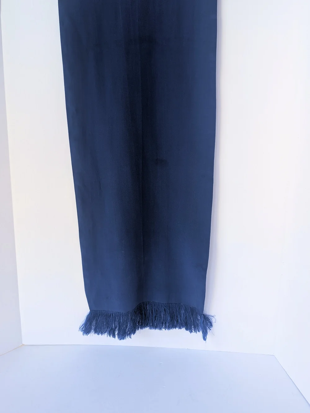 Hand Rolled Silk Royal Blue Lightweight Fringe Scarf